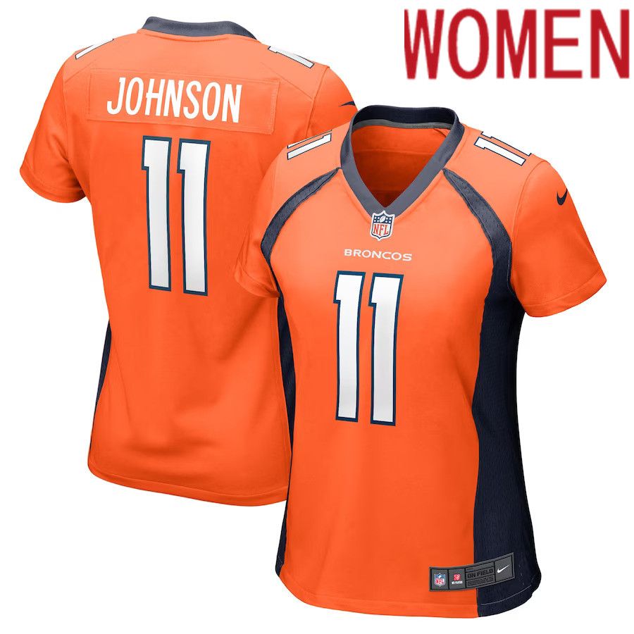 Women Denver Broncos 11 Josh Johnson Nike Orange Game Player NFL Jersey